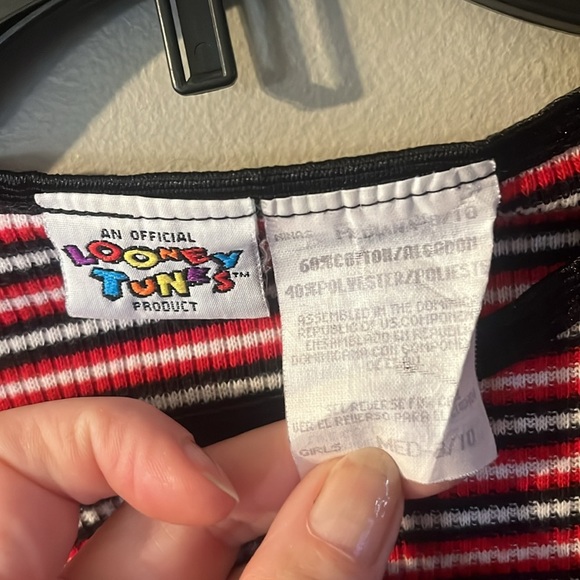 Warner Bros. Tweety Striped Red and Black Kids Shirt - Picture 3 of 5